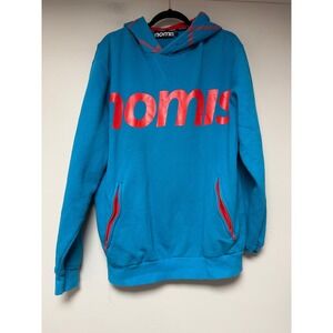 Nomis‎ Snowboarding Hoodie Mens Large Blue Red Logo Zipper Pockets Pullover